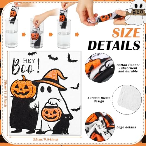 Mindsoft 36 Pcs Halloween Reusable Paper Towels Rolls Washable Bulk Halloween - Image 3