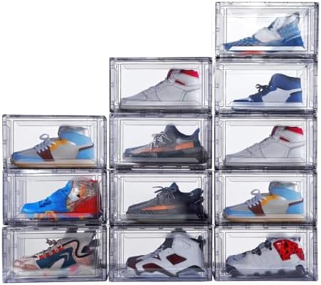 12 Pack Acrylic Clear Shoe Boxes– Ultra Clear Plastic Stackable Sneaker Storage by MMBABY