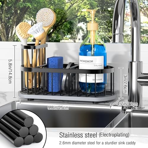Sink Caddy Kitchen Sink Organizer, Sponge & Brush Holder, Stone Drying Mat - Image 2