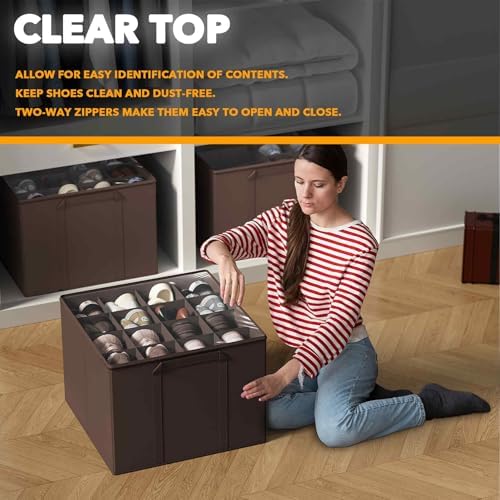 SpaceAid Shoe Organizer for Closet, 2 Pack Foldable Shoe Storage Containers - Image 4