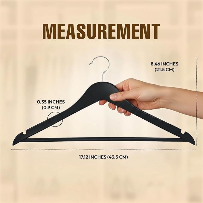 Utopia Home Wooden Hangers 30 Pack – Slim Suit Hangers Black | 360° rotatable - Image 2