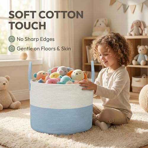JMvicyroam 65L Extra Large Machine Washable Cotton Rope Blanket Basket - Image 4