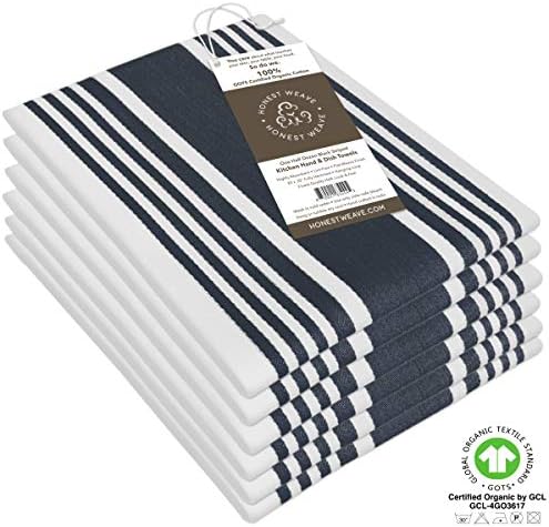 HONEST WEAVE GOTS Certified Organic Cotton Kitchen Hand and Dish Towel Sets - Image 3