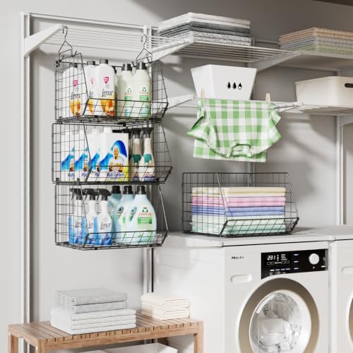 X-cosrack 4 Tier Hanging Closet Organizer Foldable Hanging Storage Basket - Image 6