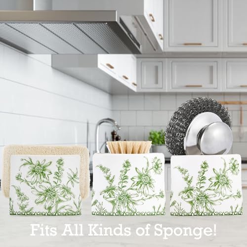 Bico Green Garden Toile De Jouy Ceramic Kitchen Sponge Holder - Image 5