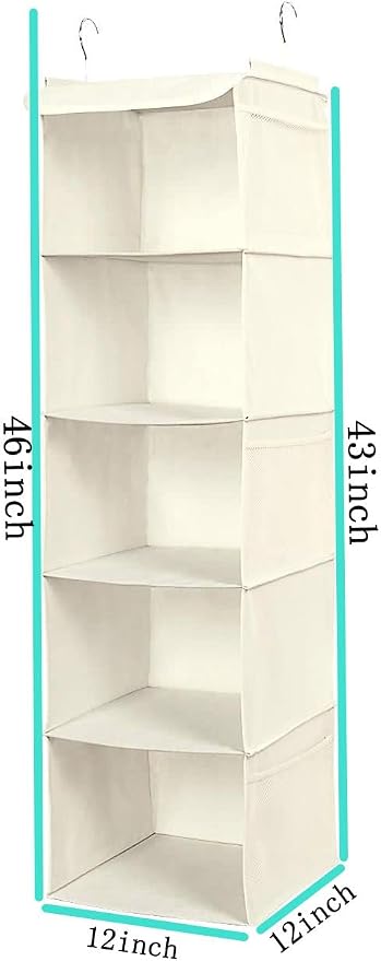 5 Shelves Hanging Closet Organizer, 2 Pack Hanging Storage - Image 3
