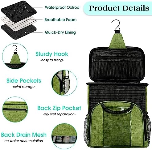 Attmu Portable Shower Caddy College Tote Bag, Quick Dry Hanging Toiletry Bag - Image 4