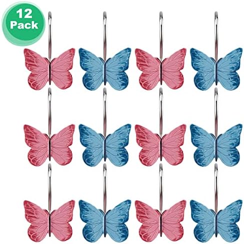 AGPTEK 12PCS Butterfly Resin Hooks, Butterfly Shower Curtain Hooks - Image 2