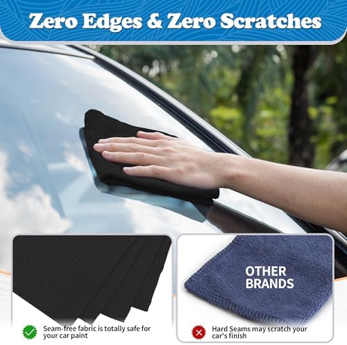 FIXSMITH Microfiber Cleaning Cloth, Shop Towels Bulk, 24 Pack Black Microfiber - Image 4