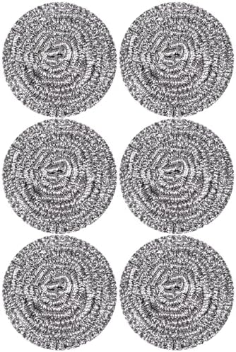Carrie Joe Stainless Steel Scourer Heavy Duty Scrubber Pads Steel Wool Pack of 6 by Carrie+Joe
