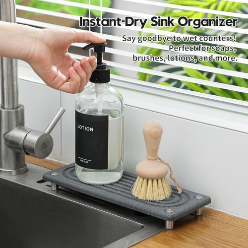 Razborci Water Absorbing Stone Sink Caddy Kitchen Sink Organizer Tray, - Image 5