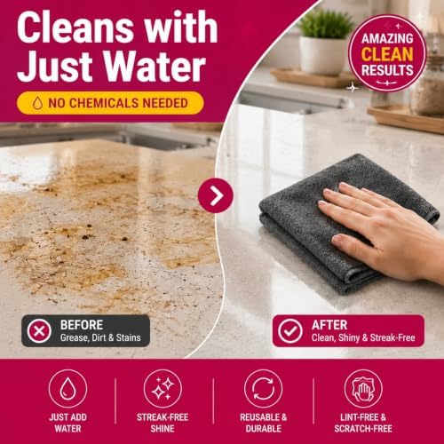 Genie Cloth Magic Cloth, 6 Pack Microfiber Rags, Streak-Free Shine - Image 3