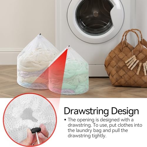 6Pcs Laundry Mesh Wash Bags, Drawstring Net Laundry Bag - Image 5