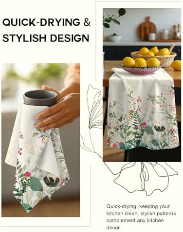 Miss Adola 150GSM Flour Sack Kitchen Towels Set of 2, Ink Flowers - Image 4