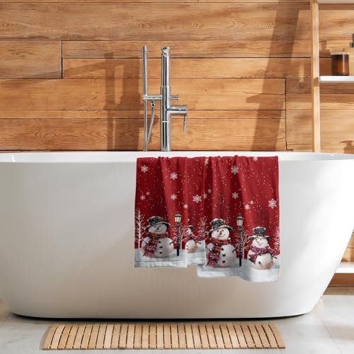 Christmas Snowman Red Dish Towels Winter Snow Bathroom Hand Towels 28.3x14 Inch - Image 7
