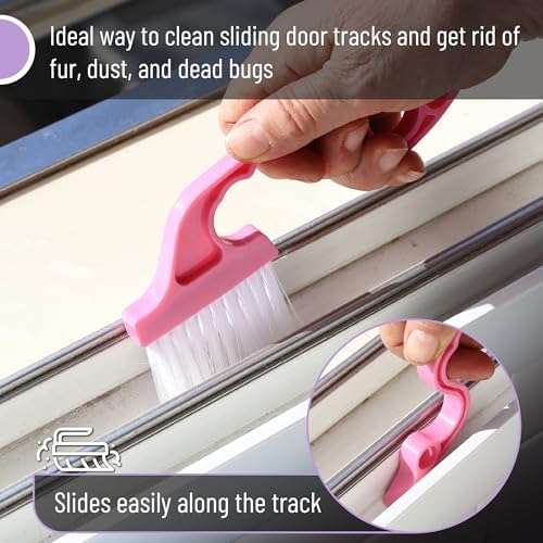 Slick- Window Track Cleaning Brush, 3 Pack, Shades of Pink, Ergonomic Handle - Image 4