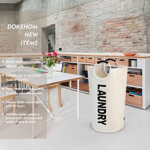DOKEHOM 90L Large Laundry Basket Bag, Collapsible Tall Hamper - Image 2