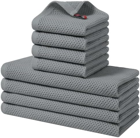 Homaxy 8 Pack 100% Cotton Kitchen Towels and Dishcloths Set by Homaxy