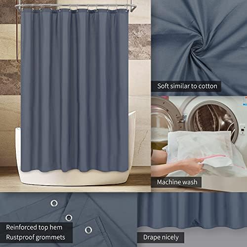 ALYVIA SPRING Extra Long Fabric Shower Curtain or Liner Stone Blue - Image 3