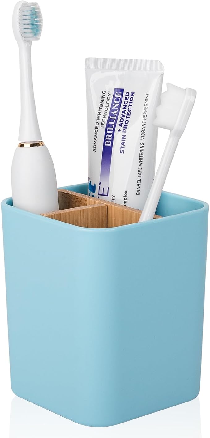 Bamboo Toothbrush Holder for Bathrooms Toothpaste Organizer by Heagoale