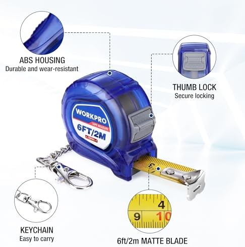WORKPRO Keychain Tape Measure Set, 6FT Retractable Pocket Size Small Tape - Image 5