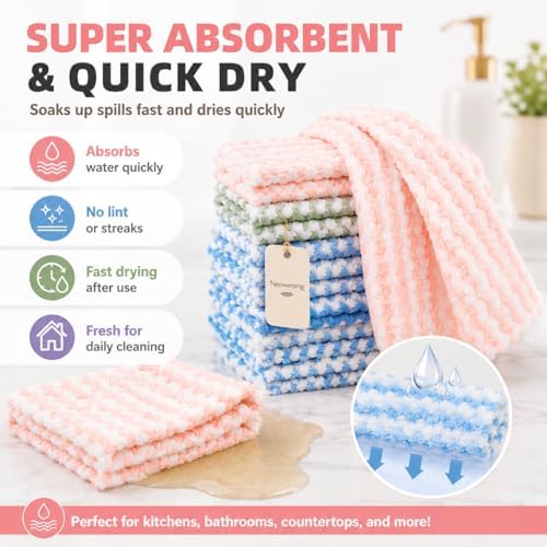 10PACK Kitchen Cleaning Cloths, Microfiber Dish Cloths: All-Purpose - Image 2