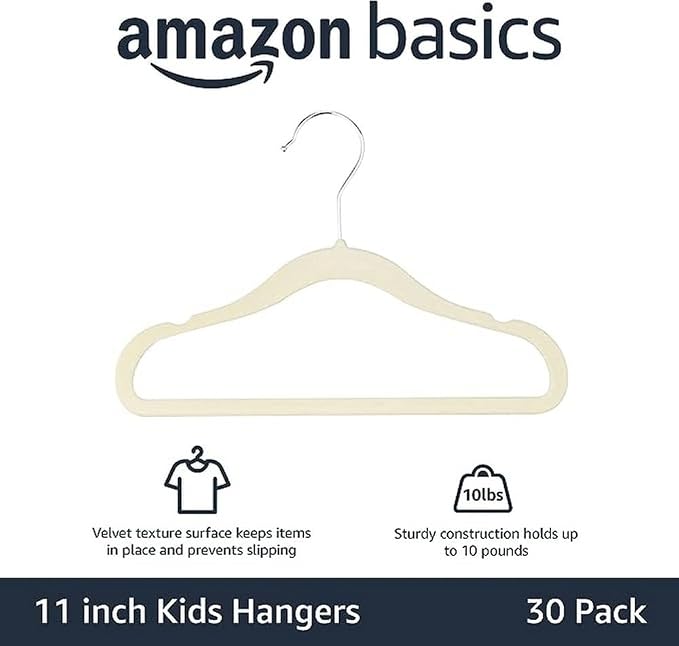 Amazon Basics Kids Space Saving Velvet Non-Slip Clothes Hangers - Image 2