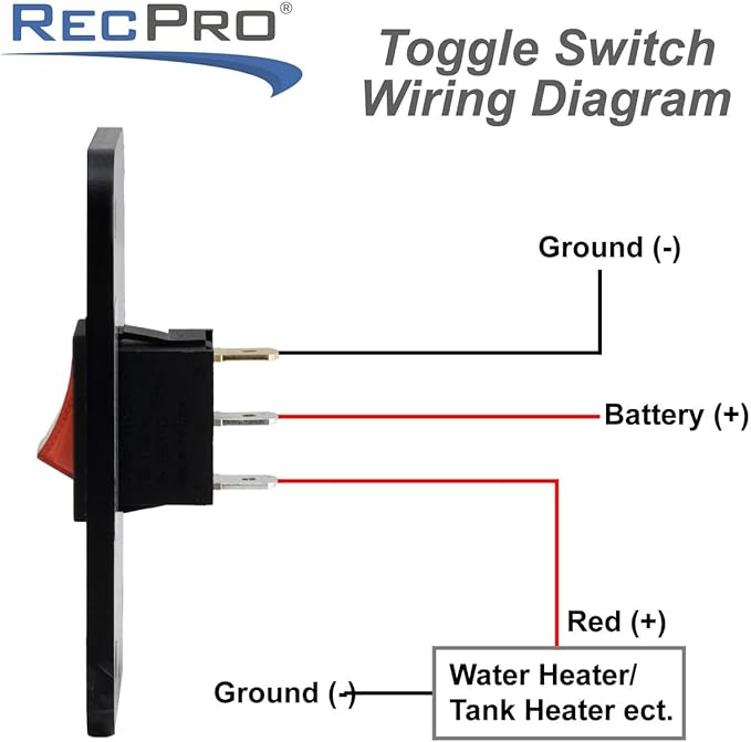 RecPro RV Toggle Switch | Tank System Control Panel | Gang Kit System | Heating Pad Switch | Heater Panel (3 Toggles)