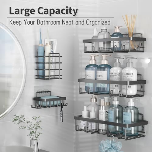 Liuoud 5 Pack Shower Caddy for Inside shower, Dark Grey Bathroom Storage - Image 2