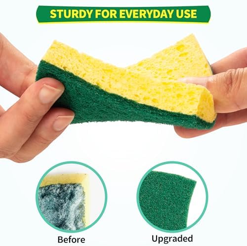 Heavy Duty Sponges, 12 Pack Cellulose Scrub Sponge, Dual-Sided Kitchen Sponge - Image 3