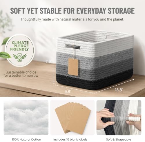5 Pack Woven Storage Baskets, Decorative Storage Bins - Image 3