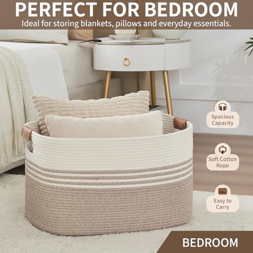 DOFASAYI Laundry Hamper with Handles, 72L Rope Laundry Basket, Light Brown - Image 6