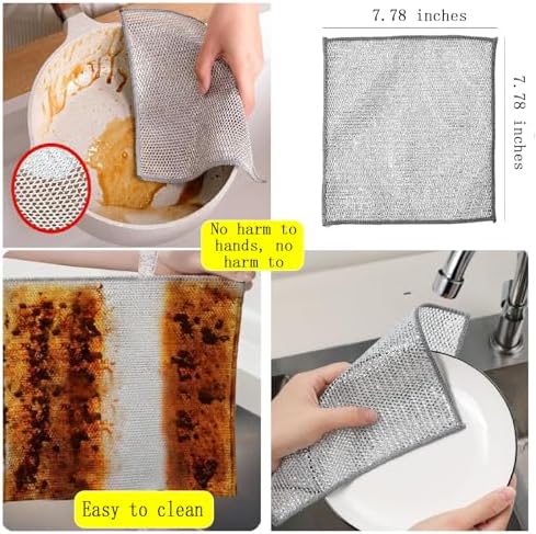 Double layer metal wire scratch free cloth, dry and wet dual-purpose metal wire - Image 6