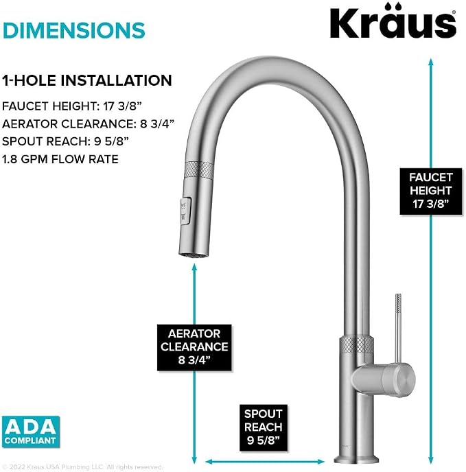 KRAUS Oletto Modern Industrial Pull-Down Single Handle Kitchen Faucet in Spot - Image 5