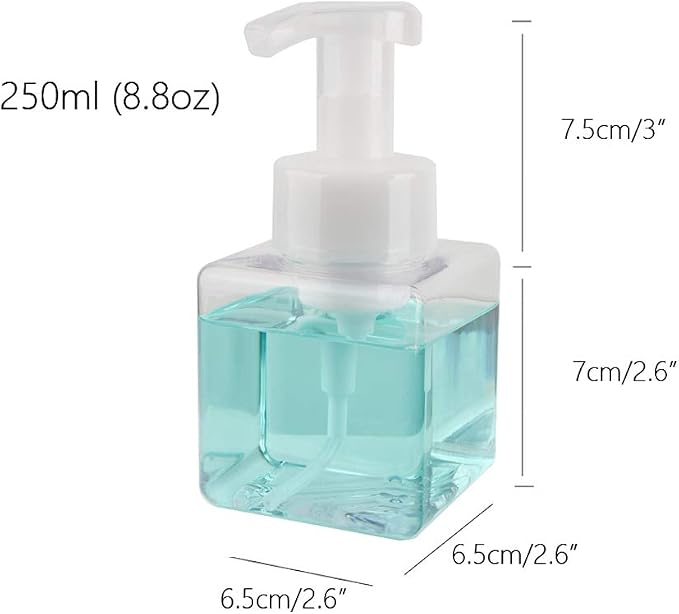 Foaming Soap Dispenser, 9oz Plastic Refillable Pump Bottle, 2 Pack, Shampoo & - Image 4