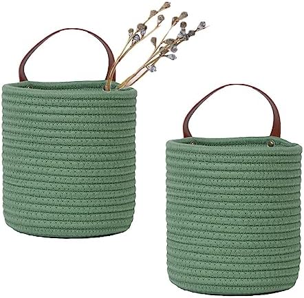 2 pcs Small Wall Hanging Storage Baskets, wall decor organizer, 6.3” × 7" by RUIZHIXUAN