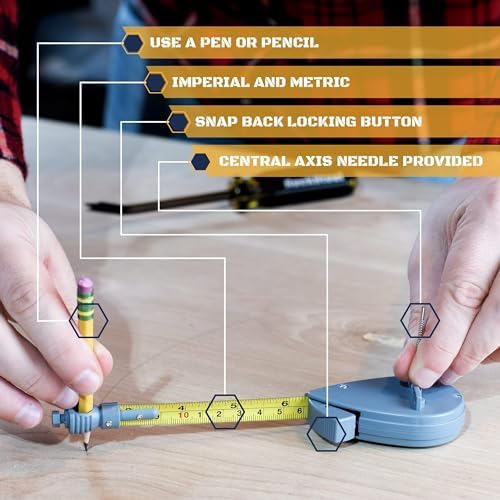 Roto Tape Compass | Rotating Tape Measure Beam Compass, Circle Drawing Tool - Image 5