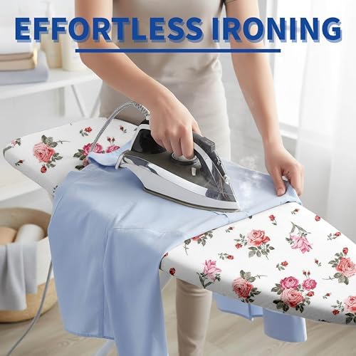 Ironing Board Cover and Pad, Thick Scorch Resistant Padding Pink Flowers Print - Image 5