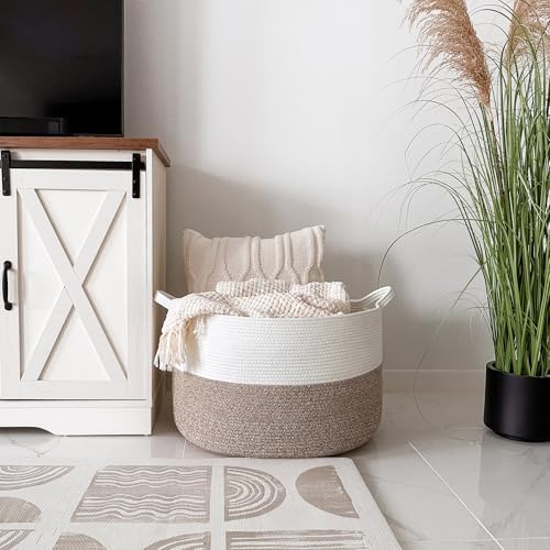 INDRESSME XXXLarge Woven Rope Blanket Basket Living Room Brown - Image 5