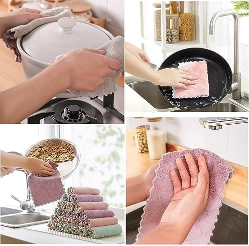 24 Pack Cleaning Cloth Kitchen Cloth, Dish Towels Super Absorbent Coral Velvet - Image 5