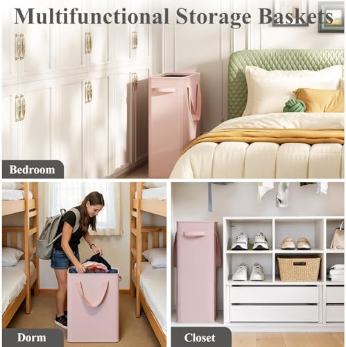 Optish 50L Pink Slim Laundry Hamper, Narrow Laundry Basket - Image 7