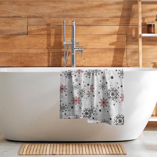 Winter Snowflake Bathroom Hand Towels Decorative Set 28.3x14 Inch Set of 2 Red - Image 7