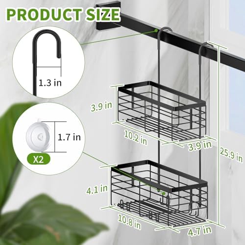 SHANSHUI Shower Hanging Caddy, Double Bathroom Showers Organizer Basket - Image 5