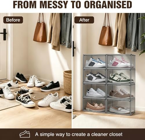 10 Pack Heavy Duty Shoe Sneaker Box, Acrylic Shoe Organizer, Size 12 - Image 5