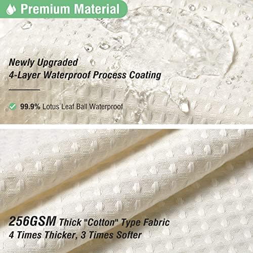 Dynamene Extra Long Waffle Shower Curtain 256 GSM Fabric 72x84 Cream/Ivory - Image 4