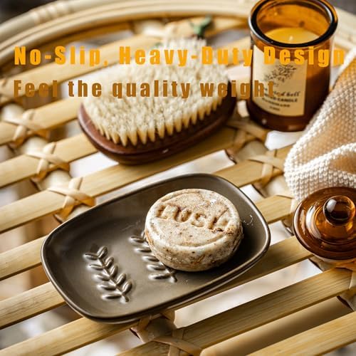 Miamolo Ceramic Soap Dish, Soap Holder Shower Fits 2 Bars, Extend Soap Life - Image 4