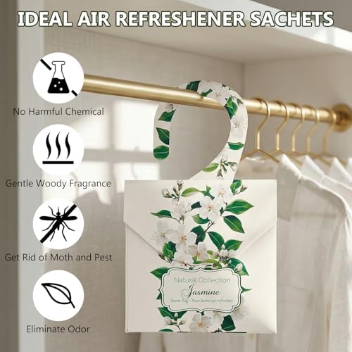 24 Pack Jasmine Sachets for Drawers and Closets, Natural Closet Freshener - Image 4