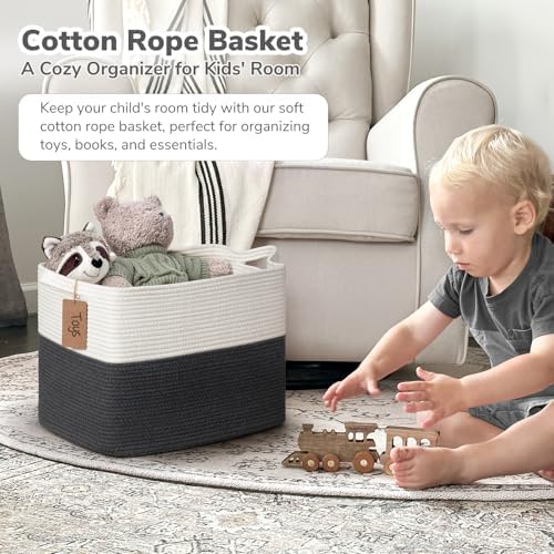 Goodpick 50L Large Woven Rope Storage Basket, Dark Gray - Image 2