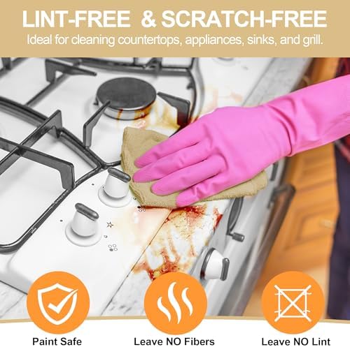 Microfiber Cleaning Cloth, 12 Pack Biege Cleaning Rags, Reusable Microfiber - Image 5