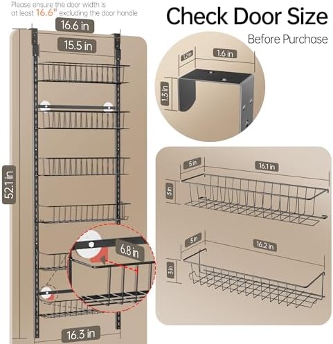 Delamu Adjustable Cabinet Door Organizer, 6 Tier Hanging Spice Rack - Image 6